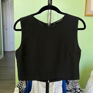 Zara Basic Black Back Zipper Crop Tank